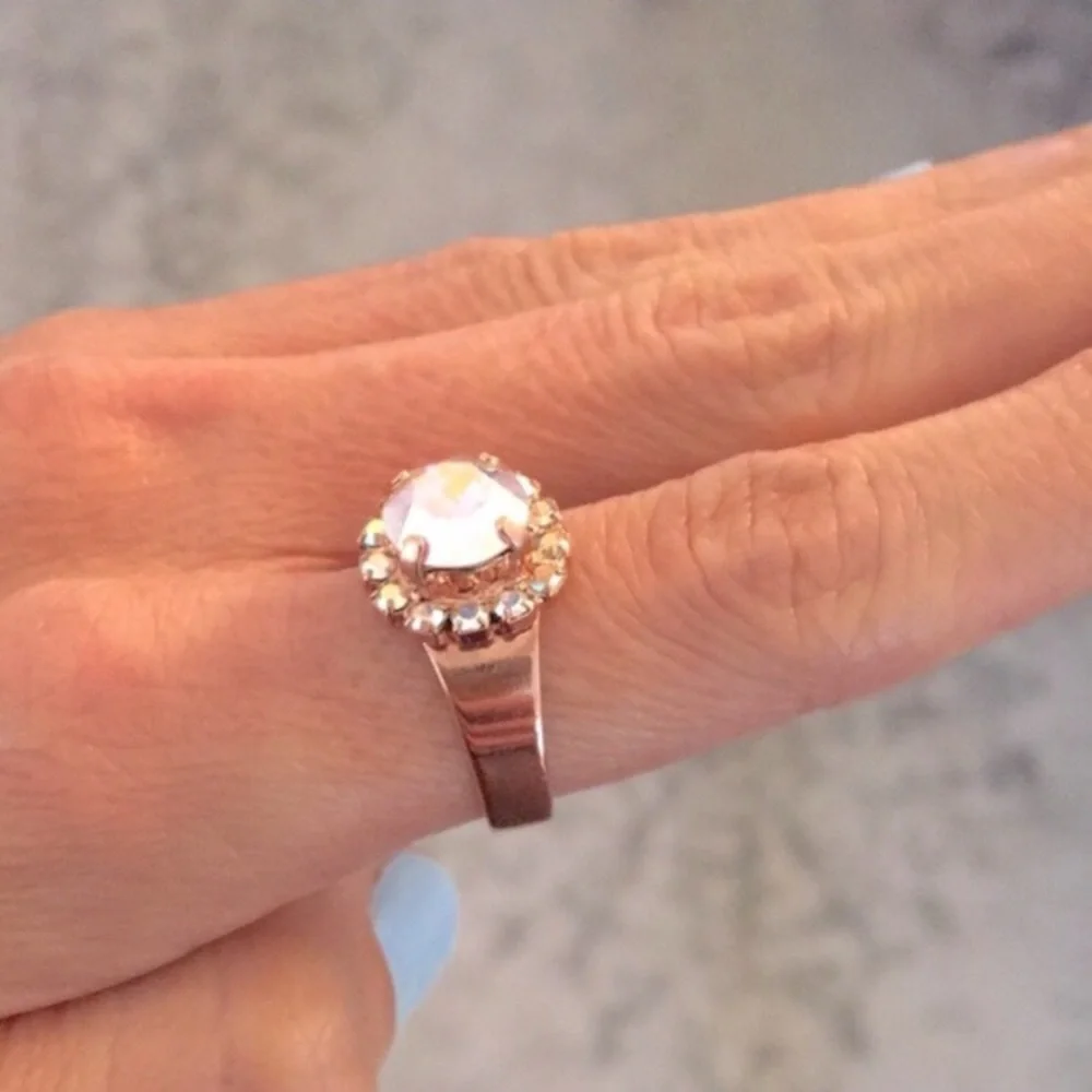 Aurora Borealis Crystal Halo Ring
